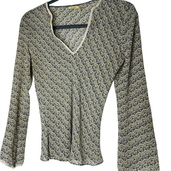 Max Studio Tops - Max Studio Womens Y2K Silk Flare Sleeve V Neck Top S Forest Fairy Whimsical Boho